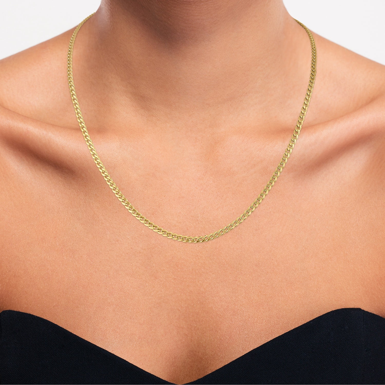 Brilliance Fine Jewelry 10K Yellow Gold 2.8MM Baby Miami Cuban Chain 18"