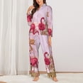 thumbnail image 2 of Lsque Flamingos In The Tropical Forest Pattern Long Sleeve Pajama Set for Women - Soft 2-Piece Sleepwear and Loungewear Set with Pockets, Comfy Nightwear-X-Large, 2 of 7