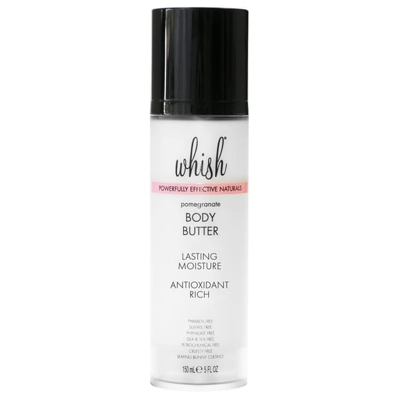 Whish Beauty Body Butter para mujeres - Loción corporal hidratante para piel seca - Rica en antioxidantes con manteca de karité, aloe y mantequilla de frambuesa - Sin parabenos ni sulfatos - Granada -