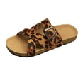 thumbnail image 3 of Wovix Slippers For Women Wedges Sandals Leopard Open Toe Cross Strap Durable Trendy Retro Shoes Daily Wear, 3 of 9