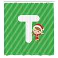thumbnail image 3 of Ambesonne Christmas Alphabet Shower Curtain, Holiday Scene T, 69"Wx84"L, Green Dark Coral White, 3 of 5
