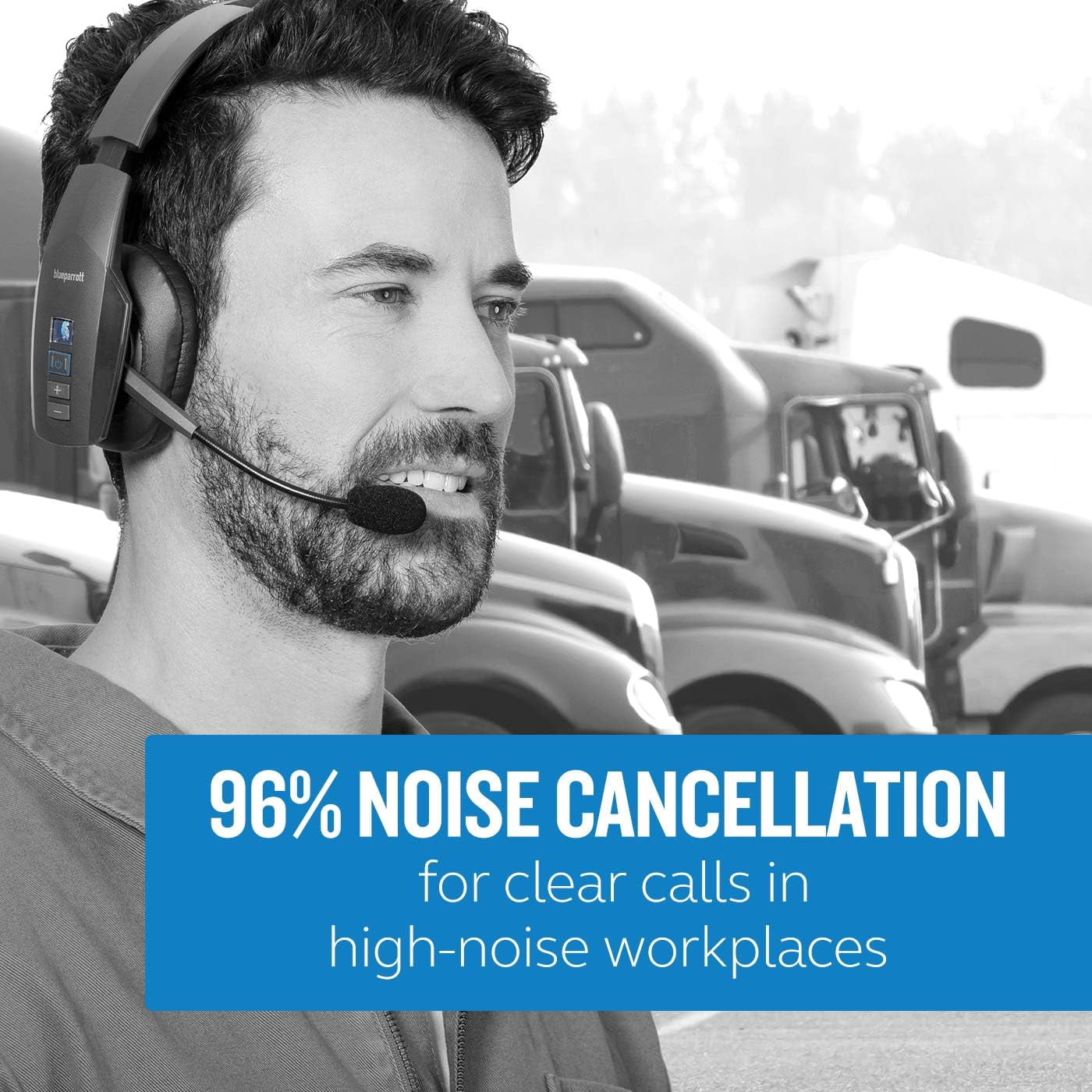 BlueParrott, R-204270-B, B450-XT, Noise Cancelling Trucker Bluetooth Headset, hands-free headset features a long wireless range of 300 feet/100 meters Plus, Black, 1, 1, 1