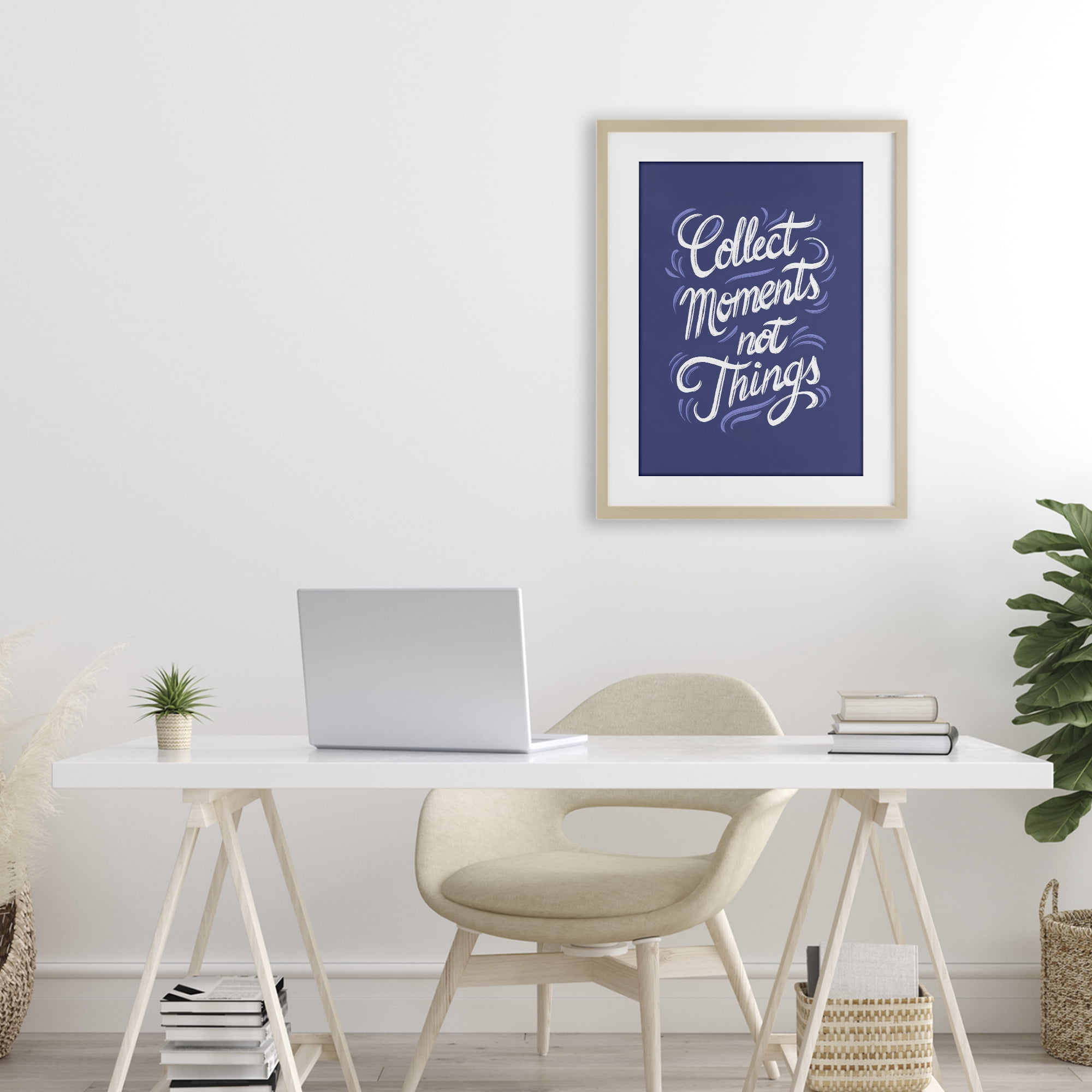 Stupell Industries Collect Moments Not Things Birch Framed Print Under Glass, design by Martina Pavlova