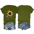 thumbnail image 3 of NAMTYQX Womens T Shirts Baggy Printed Short Sleeve Bedrucken Casual Stretchy Crew Neck Plus Size Soft Womens Summer Shirts Army Green Size S, 3 of 5