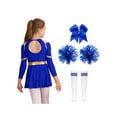 thumbnail image 2 of YUUMIN Tenues de Cheerleading pour Filles Enfants Robe de Cheerleading à Manches Longues et Attaches à Cheveux à Pompons Tenue de Danse de Carnaval Bleu 8, 2 of 7