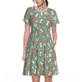 thumbnail image 1 of Bixox Robe d'Été à Manches Courtes pour Femmes Robe Ample Longueur Genou avec Poches-Rétro Hippie Champignon Groovy, 1 of 7