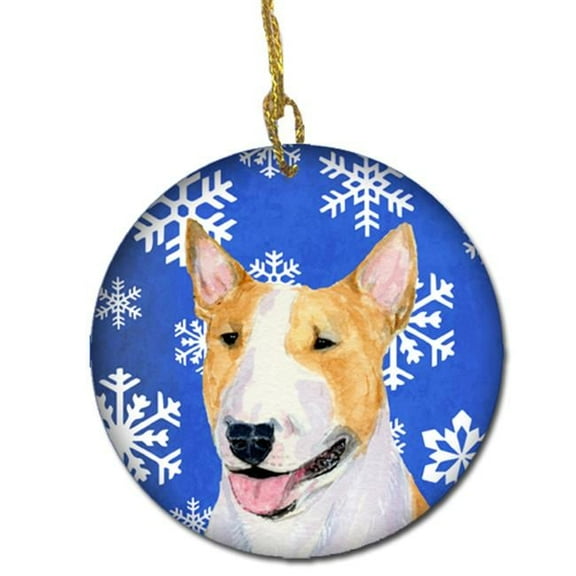 Bull Terrier Winter Snowflakes Holiday Christmas Ceramic Ornament