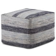 thumbnail image 1 of Simpli Home Clay Boho Square Pouf in Patterned Blue Melange Cotton, 1 of 6