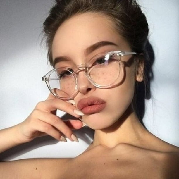 Gafas de ordenador transparentes antiluz azul para mujer montura redonda gafas de bloqueo gafas opticas gafas transparentes Walmart en linea