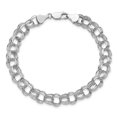 thumbnail image 4 of Auriga 14K White Gold Lite 8mm Triple Link Charm Bracelet 8.25 inch for Women(L- 8.25inch, W- 8mm), 4 of 6
