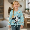 thumbnail image 4 of Xixirimido Cow Daisy Flower Blue Pattern Girls Casual Tunic Tops Tie-hem Long Sleeve Loose Soft Blouse T-Shirt Cute Graphic Girls Shirts, Size 5-6, 4 of 7
