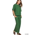 thumbnail image 4 of Zenana Women's Ribbed Round Neck Short Sleeve Tee & Wide Leg Pants Set, 4 of 5