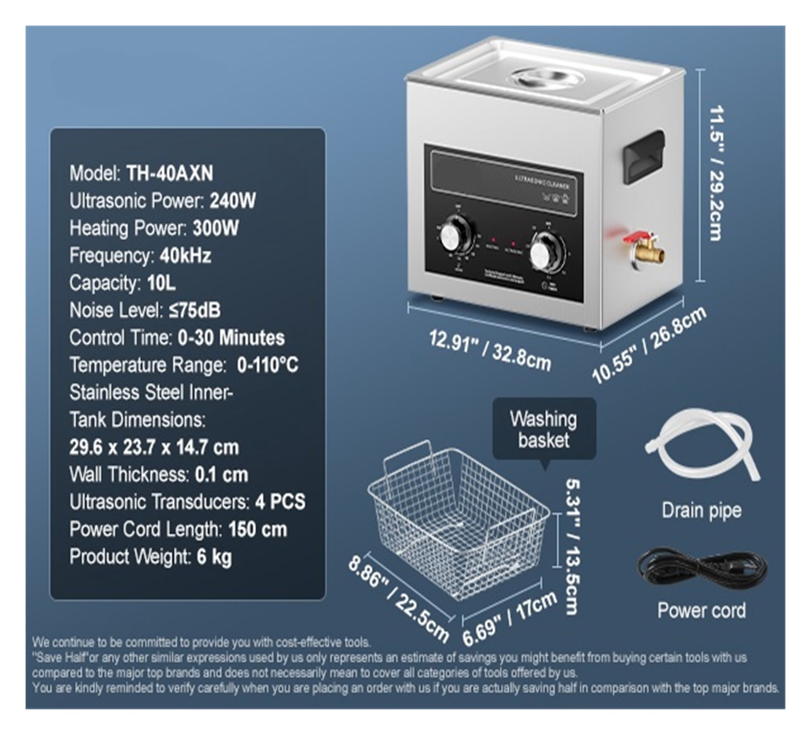2/3/6/10/15/30L Ultrasonic Cleaner with Heater Timer for Lab Tools Metal Parts Carburetor Brass Auto Parts Engine Parts