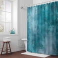thumbnail image 5 of Teal Blue Fabric Shower Curtain Modern Abstract Art Washable Shower Curtains for Bathroom, Waterproof Bath Curtain with Hooks Home Decor 36x72in, 5 of 8