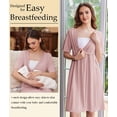 thumbnail image 3 of Oudiya Short Sleeve Maternity Nursing Dress Nightgown with Button Labor and Delivery Gown for Hospital S-XXL, 3 of 6
