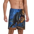 thumbnail image 2 of Kdxio Starry Night Charging Dinosaur Print Mens Sleep Shorts Bottoms Soft Comfy Pajama Wear Pants with Drawstring Pockets, 2 of 5