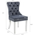 thumbnail image 4 of KCC Velvet Tufted Dining Chairs Set of 4, Back Pull Ring & Nailhead Trim,Stainless Steel Leg Upholstered Side Chairs for Kitchen & Dining Room,Gray, 4 of 9