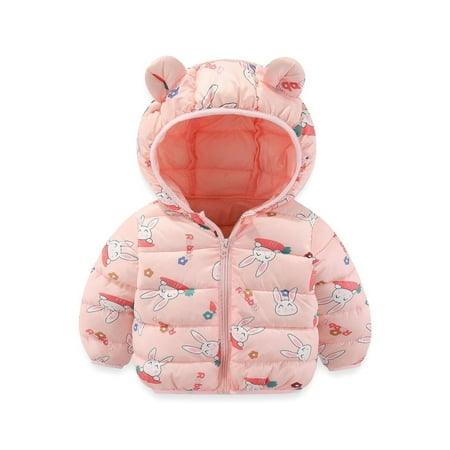 

Yzengfg Toddler Kids Baby Boys Girls Long Sleeve Dinosaur Bunny Winter Warm Outwear Jacket Coat Bear Ears Outerwear Pink Size 12-18 Months