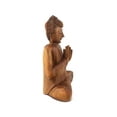 thumbnail image 4 of Wooden Serene Sitting Buddha "Anjali Mudra" Statue Handmade Meditating Sculpture Figurine Home Decor Accent Handcrafted Art Modern Oriental Decor Size: 16" tall x 12" wide x 6" deep, 4 of 5