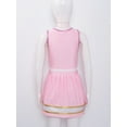 thumbnail image 4 of TSSOE Youth Girls Cheerleading Performance Outfit Cheer Sequins Printed Crop Top with Flare Mini Skirt Cheer leader Uniform Light Pink 12, 4 of 7