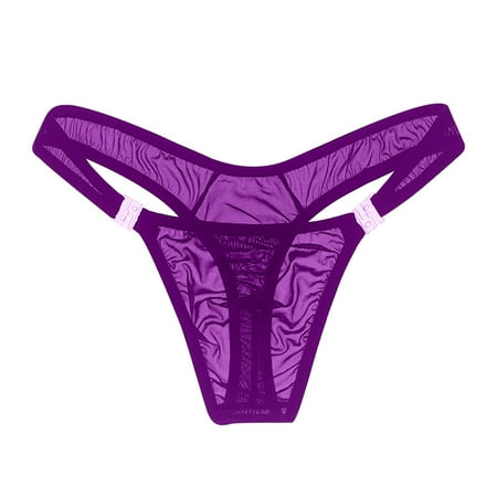 

Cathalem Curvy Women Lingerie Micro Mens Underwear Breathable Soft Pouch See-Through Mesh Lingerie Underwear Purple One Size