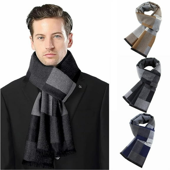 Dailypoc Winter Scarf for Men Cold Weather Men's Winter Warm Thick Windproof Classic Modern Imitation Scarf (180X30cm) - Skin-Friendly Material for Daily Wear & Casual Looks,Black,One Size