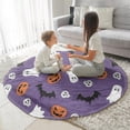 thumbnail image 3 of Purple Halloween Ghosts Skulls and Bats Round Blanket,Comfortable Soft Flannel Throw Blanket,All Season,Warm Lightweight Blankets for Sofa Bed Couch Living Room Chair 60"x60", 3 of 5