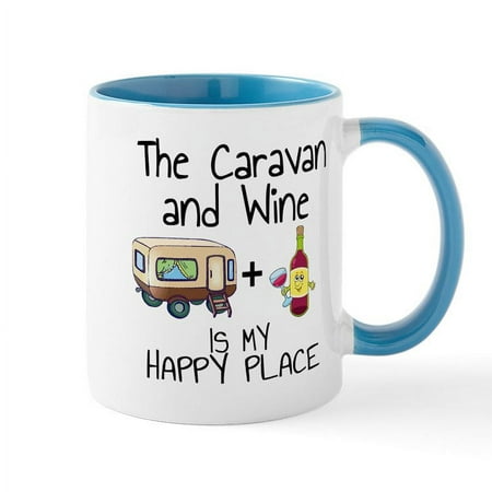 

CafePress - Caravan And Wine Is My Happy Place Mugs - 11 oz Ceramic Mug - Novelty Coffee Tea Cup