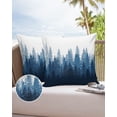 thumbnail image 6 of Pack of 2 Outdoor Pillow Covers, Navy Blue Forest Nature Woodland Tree Misty Forest Silhouette Landscape Waterproof Square Throw Pillowcase Cushion Decorative Pillow Covers for Couch Patio, 16x16 in, 6 of 6
