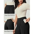 thumbnail image 4 of Womens Dress Pants Wide Leg Pull On Stretchy Work Pants Women High Waisted Business Casual Trousers with Pockets, 4 of 6