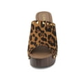 thumbnail image 6 of BLISSFUL STEP Women's Shoes Platform Chunky Heels Open Toe Rivet Faux Suede Slides Sandals Leopard 7, 6 of 7