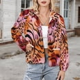 thumbnail image 3 of Jackets for Women Winter Coat Jackets Flannel Stand Collar Jacket(Abstract Animal Print Textile,Size:S-4XL), 3 of 7