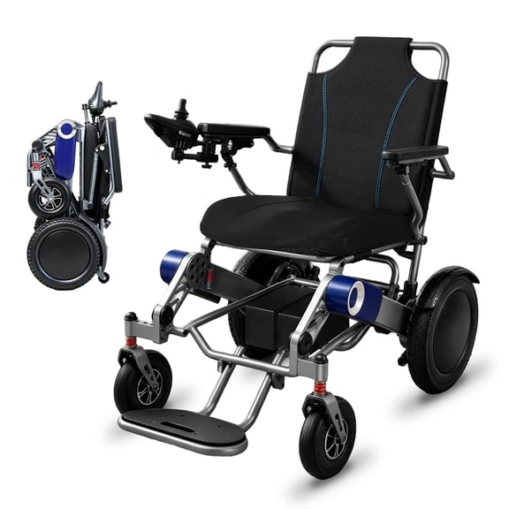 Lightweight Foldable Electric Wheelchairs for Adults All Terrain Electric Wheelchairs with 2 Lithium Batteries, 40 Miles and 500W Motor Foldable Travel Motorized Wheelchairs