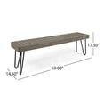 thumbnail image 4 of Christopher Knight Home Jane Outdoor Acacia Wood and Iron Industrial Bench by  teak + black metal, 4 of 5