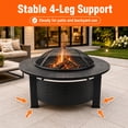 thumbnail image 4 of 37" Fire Pits for Outside, SEGMART Outdoor Fire Pit, Round Wood Burning Fire Pit with Grill, Lid, Fire Pit Table for Patio BBQ, Backyard Fire Pit, Firepit for Outside Patio, Black, 4 of 8
