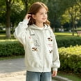 thumbnail image 5 of Girls Zip Up Hoodie Jacket Cute Cartoon Embroidered Hooded Sweatshirt Boys Oversized Drop Shoulder Coat Lightweight Outerwear, 5 of 6