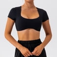 thumbnail image 2 of OSOLU Women Short Sleeve Crop Tops Yoga T-Shirt Tshirts Tee Bare Feel Solid Color For Running & Fitness Soft Dailywear, 2 of 7
