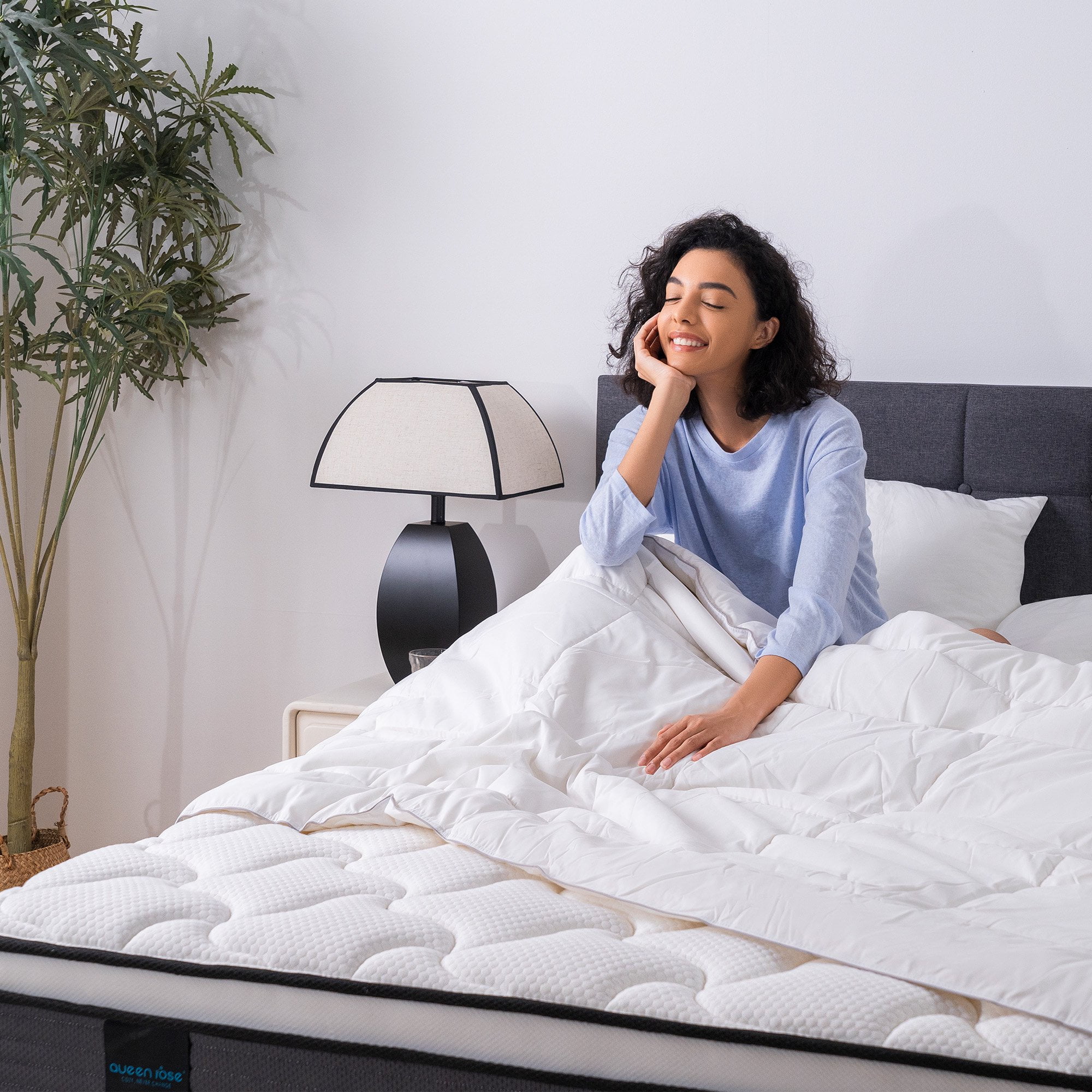 Queen Rose 12'' Hybrid Cooling Mattress with Gel Memory Foam & Pocket Coils, Queen Size