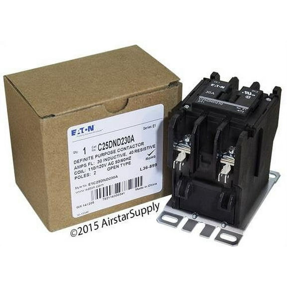 GE CR453AC2AAA - Replaced by Eaton / Cutler Hammer C25DND230A 50mm DP Contactor, 2-Pole, 30 Amp, 120 VAC Coil Voltage