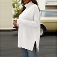 thumbnail image 6 of Womens Plus Size Sweaters Long Sleeve Crew Neck Split Hem Casual Oversized Ribbed Knit Tunic Pullover Tops White S, 6 of 6