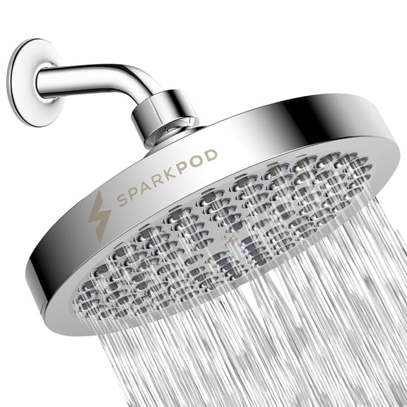 SparkPod High Pressure Rainfall Shower Head, Easy Install, Energy Saving (6" Round, Luxury Polished Chrome)