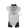 thumbnail image 2 of Hudson Baby Infant Boy Cotton Bodysuit, Pant and Shoe Set, Football Huddles Short Sleeve, 6-9 Months, 2 of 5