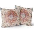 thumbnail image 2 of Light Blue Orange Boho Pillow Covers 16x16 Set of 2 Rustic Ethnic Carpet Pattern Geometric Vintage Floral Print Decorative Throw Pillows Fall Farmhouse Cushion Case Decor for Couch Sofa Bed, 2 of 7
