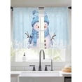 thumbnail image 2 of Light Blue Christmas Sheer Curtains 54 Inches Long 2 Panels Snowman with Cap Xmas Snowflake Light Filtering Semi Sheer Window Curtains Drapes for Bedroom Living Room 52"x54"x2, 2 of 7