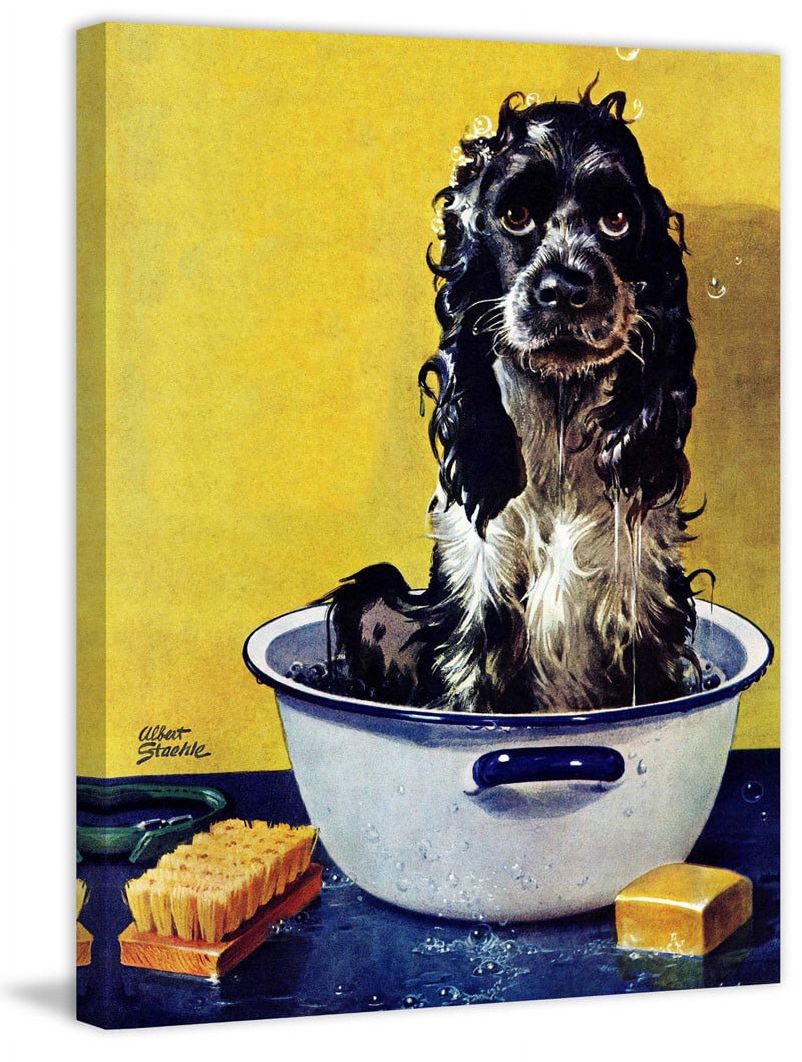 Marmont Hill "Butch Gets a Bath" by Albert Staehle Painting Print on Canvas