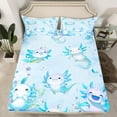 thumbnail image 2 of Feelyou Dreamy Axolotl Teens Queen Sheet Sets, Blue Ocean Marine Flat Sheet, Kawaii Animal Theme Queen Fitted Sheet, Lightweight Room Decor, 4-Piece, 2 of 7