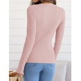 thumbnail image 4 of Women's Long Sleeve Crewneck Tops 2024 Spring Fall Clothes Ribbed Knit Sweater Slim Fitted Casual Basic Tee Shirts, 4 of 4