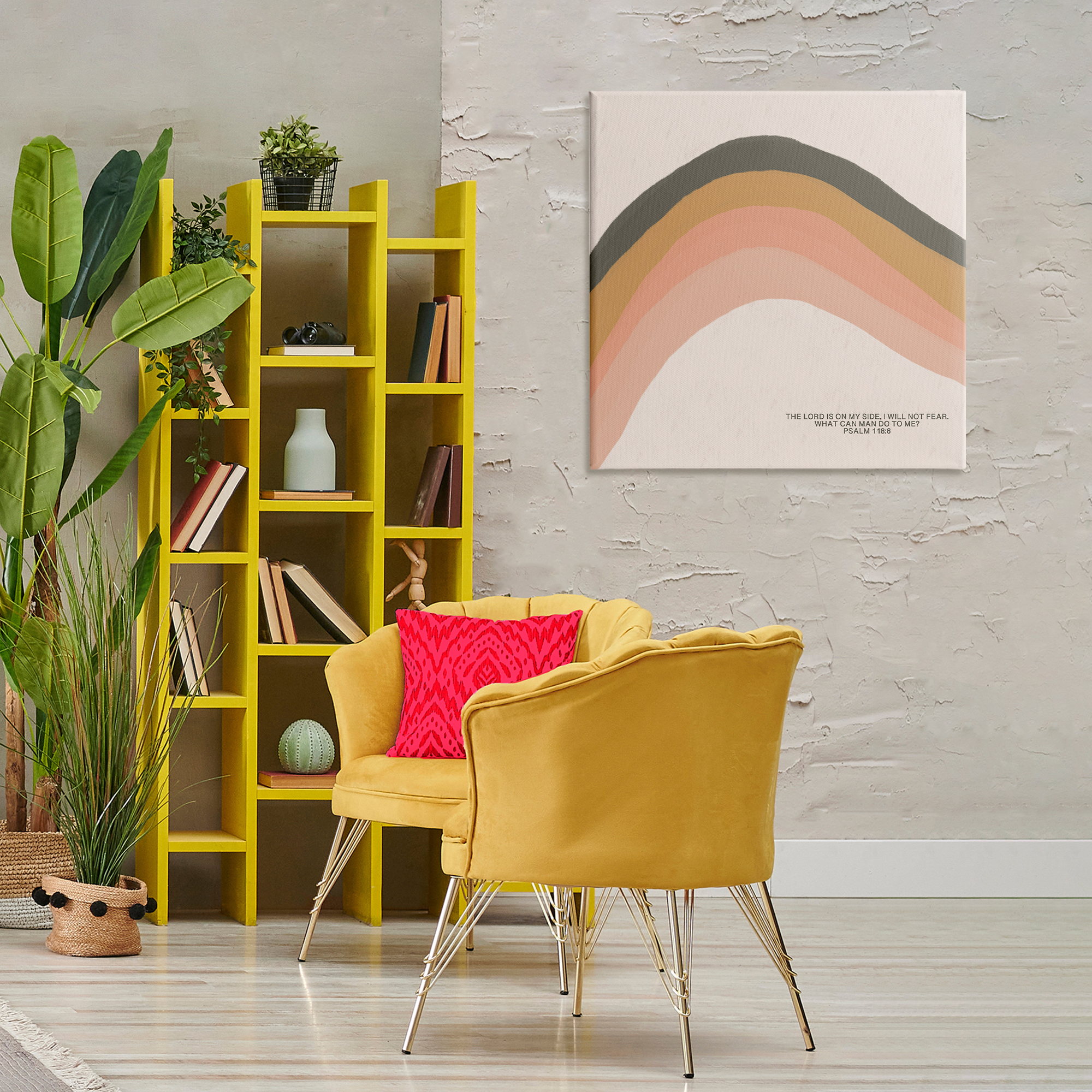 Stupell Industries Spiritual Psalm & Rainbow Religious Painting Gallery Wrapped Canvas Art Print Wall Art, 30 x 30