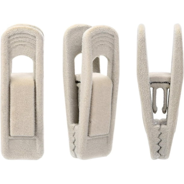 Paquete de 20 ganchos para perchas de terciopelo, ganchos para perchas de terciopelo color marfil, ganchos resistentes con dedos flocados, perfectos para usar con perchas de terciopelo de