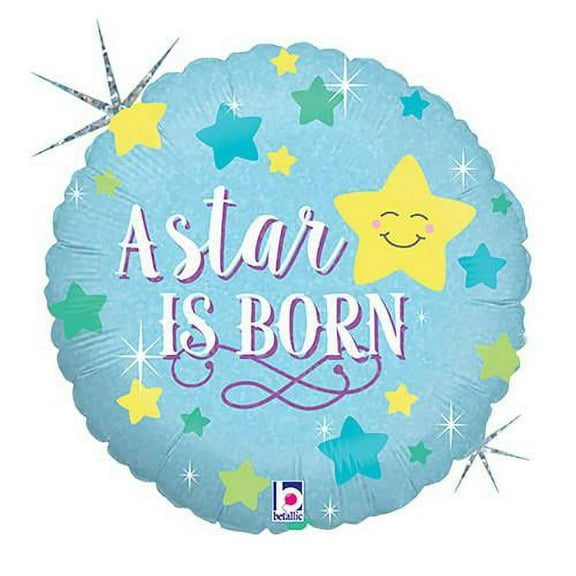 LOONBALLOON Baby Boy Balloons, 18″ A STAR IS BORN - BOY